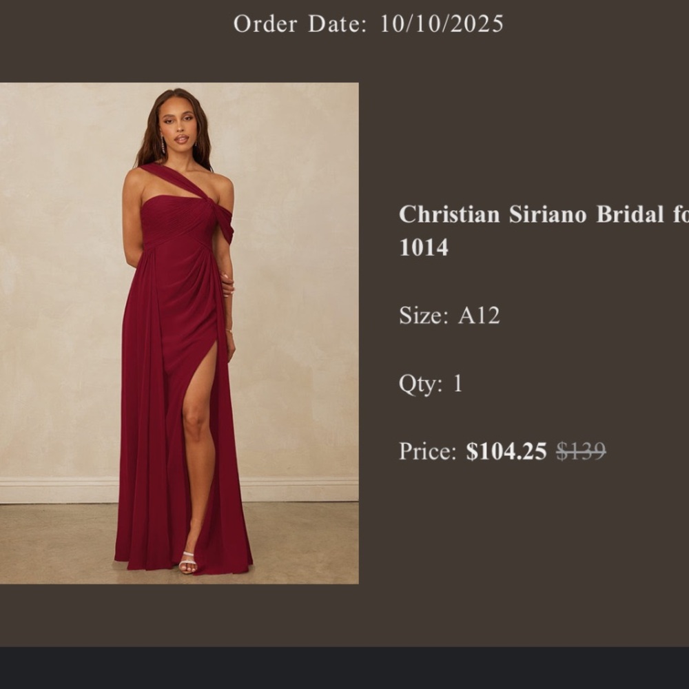 Christian Siriano Burgundy Bridal Dress- AZAZIE